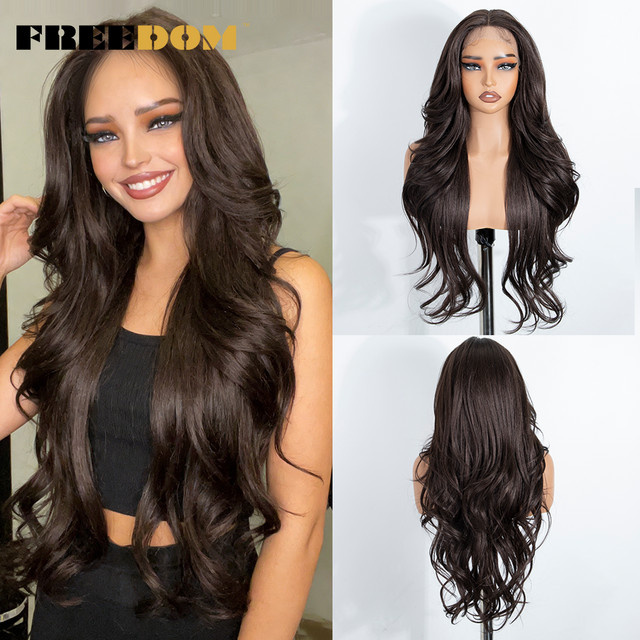 FREEDOM Lace-Front-Perücke, gewellt, Ombre Braun Blond, Damen - Bild 1
