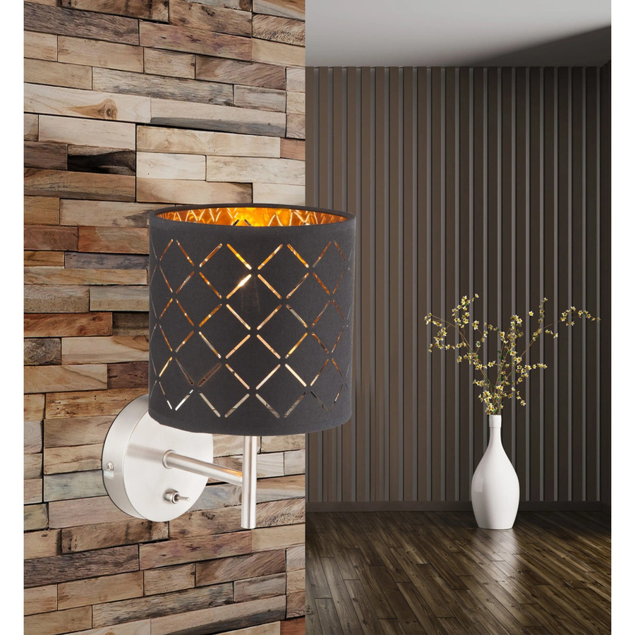 Globo Lighting Wandleuchte Clarke 1-flammig Schwarz-Gold B: 26 cm, H: 15 cm, T: 19 cm - Bild 1