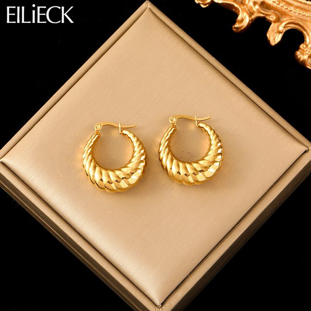 EILIECK Creolen Edelstahl, Gold, Damen - Bild 1