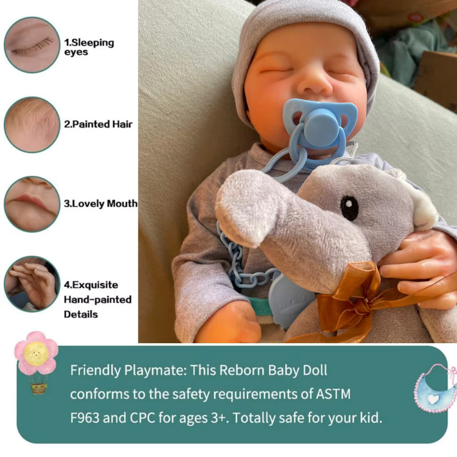 MRB Reborn Baby Doll Levi, Puppe, Silikon, ab 3 Jahren - Bild 2