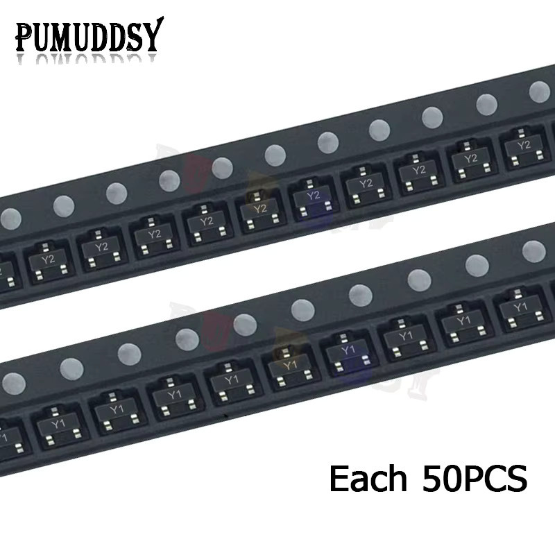 100er Set SMD-Transistoren S8050 J3Y und S8550 2TY in Schwarz, SOT23 Gehäuse - Bild 2