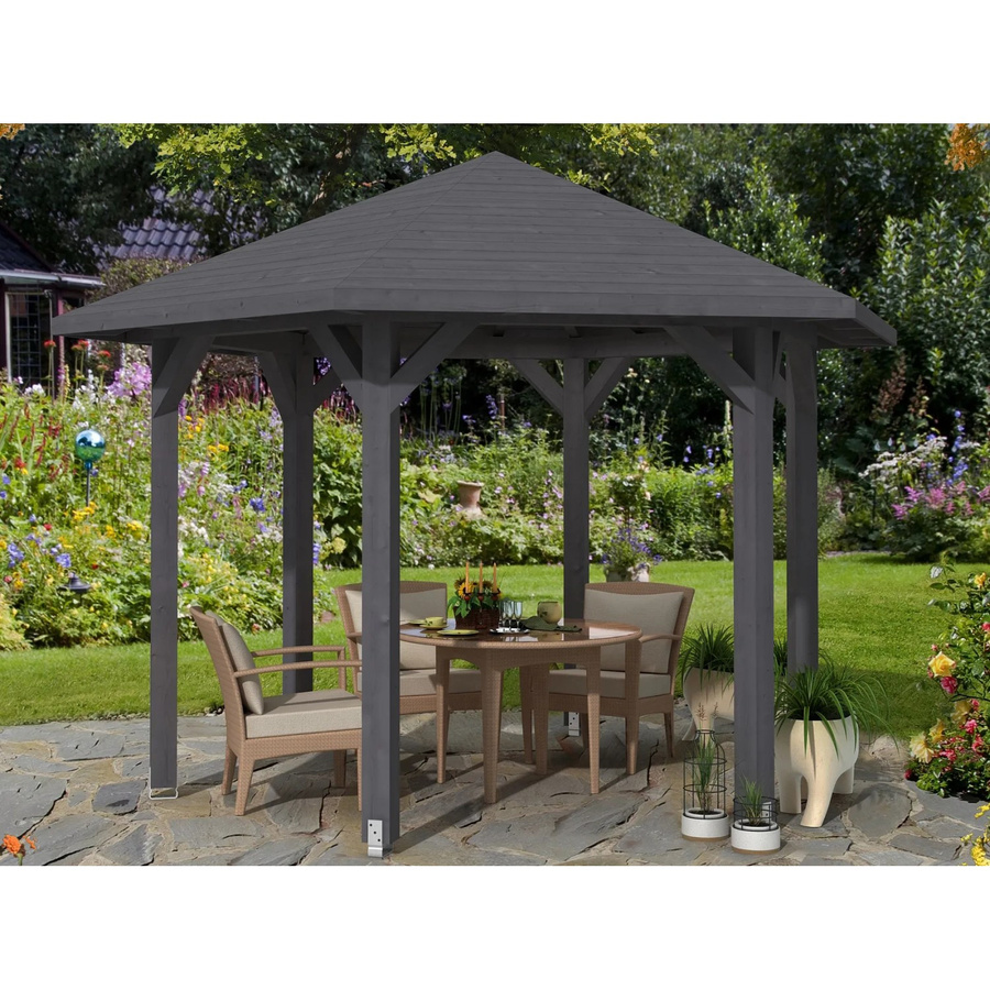 Skan Holz Pavillon Nancy 2 aus Fichten-Leimholz in Schiefergrau B/H/T: 420 x 304 x 364 cm - Bild 2