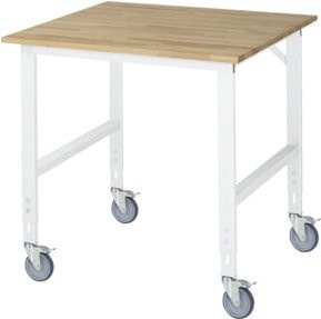 Rau Fahrbarer Arbeitstisch Tom in Grau/Mehrfarbig mit höhenverstellbarer B-Platte 25mm, B: 100 cm, T: 100 cm, H: 91-123 cm - Bild 1