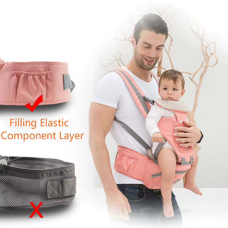 Ergonomische Babytrage mit Hipseat und Mesh-Material für Kleinkinder von 0 bis 36 Monaten, Känguru-Trage für die nach vorne gerichtete Trageweise in Orange und Pink - Bild 2
