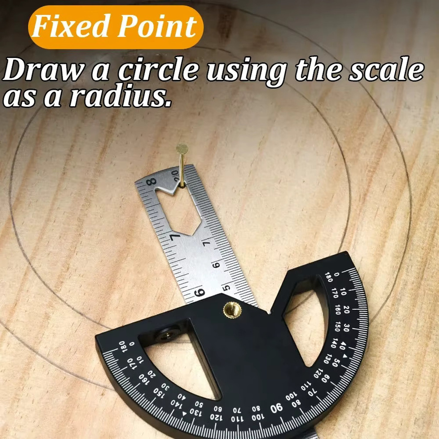 Ninth World Multifunktionaler Winkelmesser aus Aluminiumlegierung als Präzisions-Goniometer und Lineal in 8 oder 12 Zoll - Bild 2