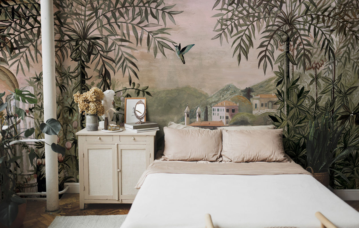 Coordonne Panorama Tapete Palazzo in Rose und Grün aus Vlies und Vinyl - Bild 2