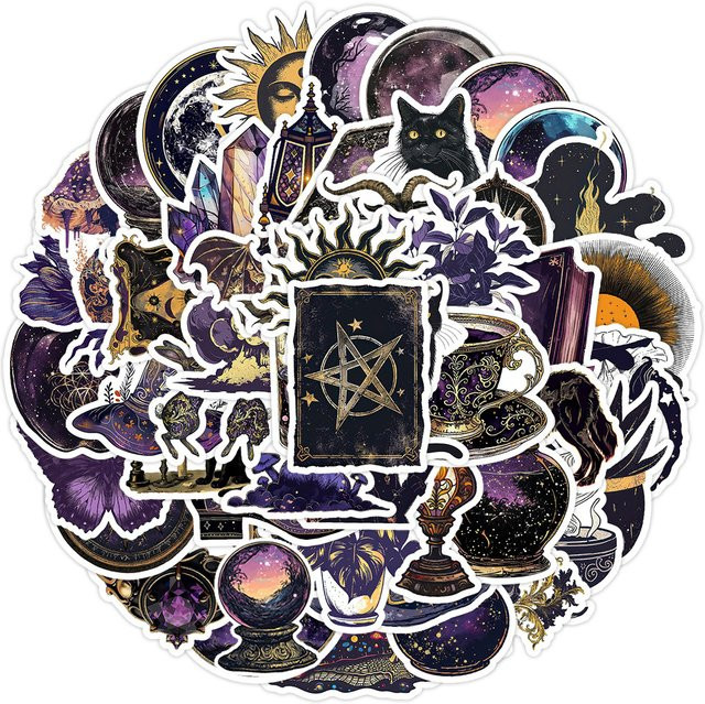 Kpustyle Gothic Dark Magic Aufkleber Set in Multicolour für Laptop, Notebook und Dekoration - Bild 1