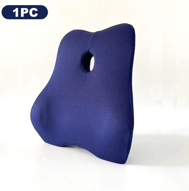 Ergonomisches Lendenkissen aus Memory-Foam in Blau für Büro und Auto, B/T/H: 38 x 44 x 12 cm - Bild 1