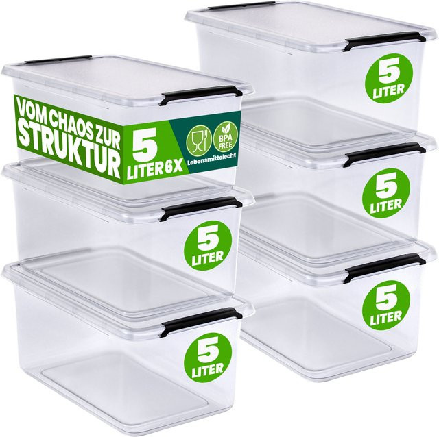 DEUBA Aufbewahrungsbox 6er-Set transparent stapelbar BPA-frei B/T/H: 30 x 20 x 12 cm - Bild 1