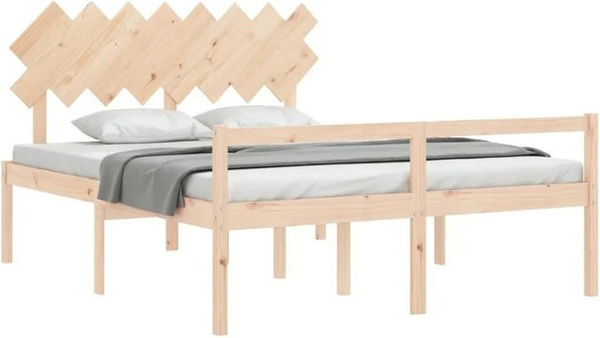 vidaXL Seniorenbett aus massivem Kiefernholz mit Kopfteil in Braun, B/T/H: 160 x 200 x 80,5 cm