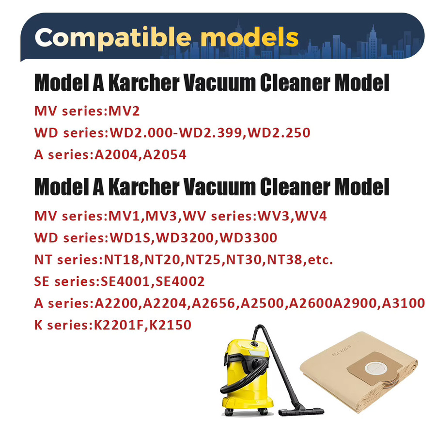 Karcher Staubbeutel 6.959-130 Papierbeutel in Beige für WD3, MV3, WV3, WV4, WD3200, WD3300, A2204, A2656, SE4001, SE4002, NT18 und Roboter-Staubsauger - Bild 2