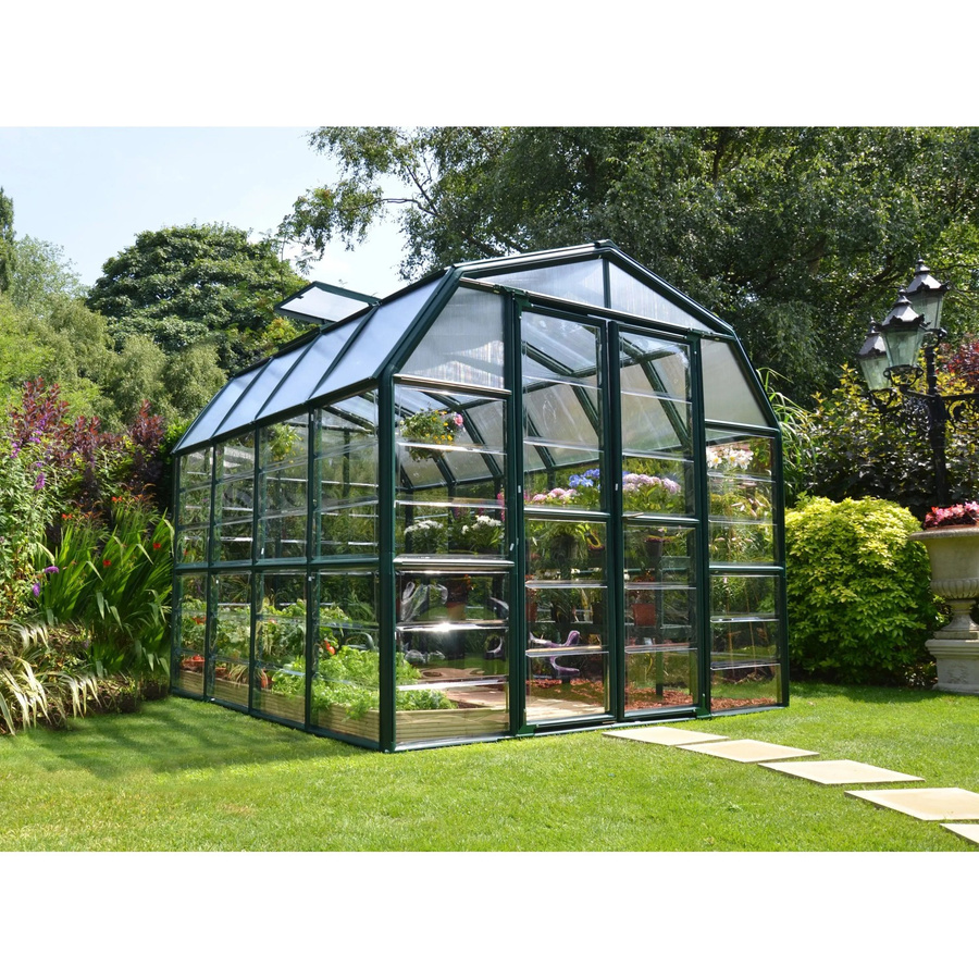 Palram - Canopia Gewächshaus Grün mit Fundamentrahmen und Regenrinnen aus Polycarbonat mit Satteldach - Bild 2