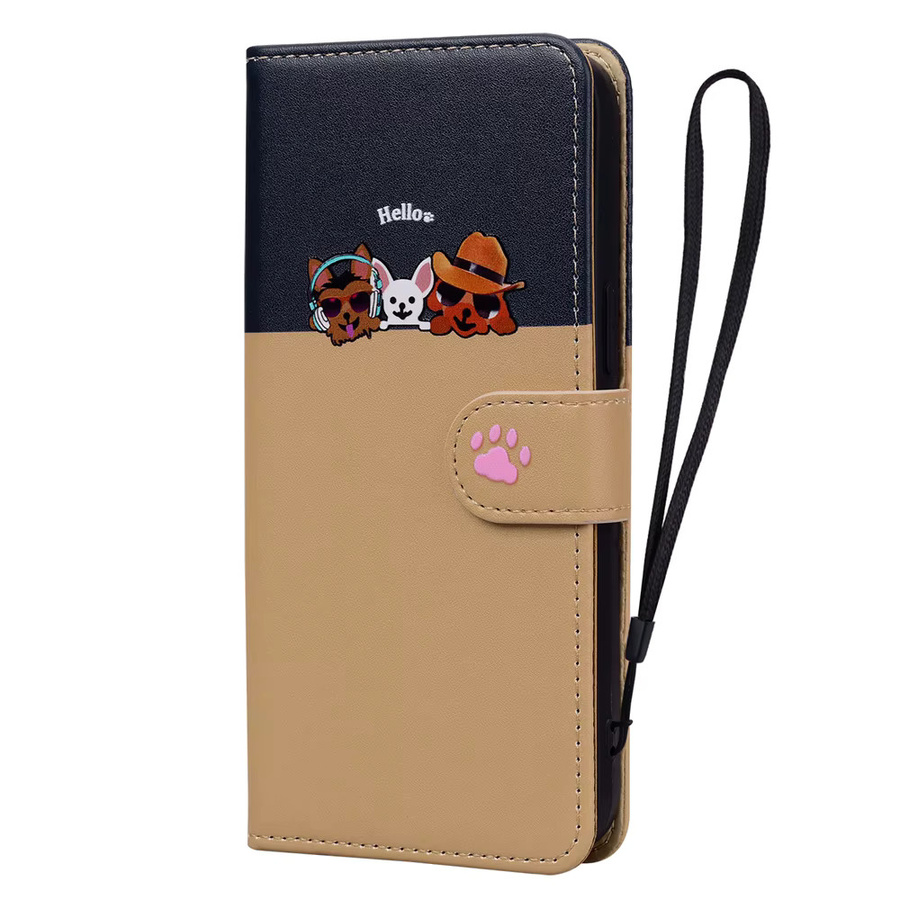 Premium Leder Flip Case mit Katzen-Design für Google Pixel 9 Pro XL 8 7 6 Pro und weitere Modelle, Wallet Cover mit Kartensteckplatz, Schwarz/Mehrfarbig - Bild 3
