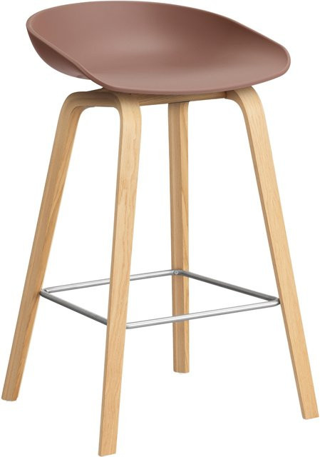 HAY About A Stool AAS 32 Hocker in Rot mit Eichenholz und Walnussholz sowie Polypropylen - Bild 1