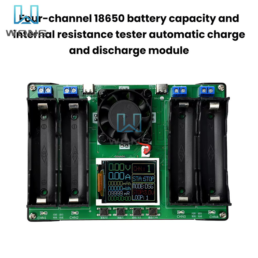 Aideepen 4-Kanal Batteriekapazitätstester mit LCD-Display und USB-C für 18650 und 21700 Lithium-Batterien - Bild 2