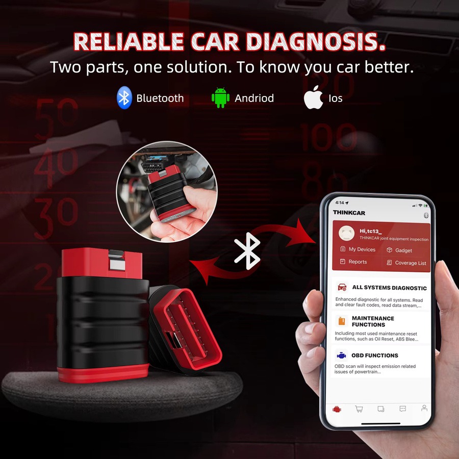 THINKCAR ThinkSafe OBD2-Scanner Thinkdiag mini professionelles Kfz-Diagnosesystem mit 5 Reset-Funktionen und OBD2-Codeleser - Bild 2