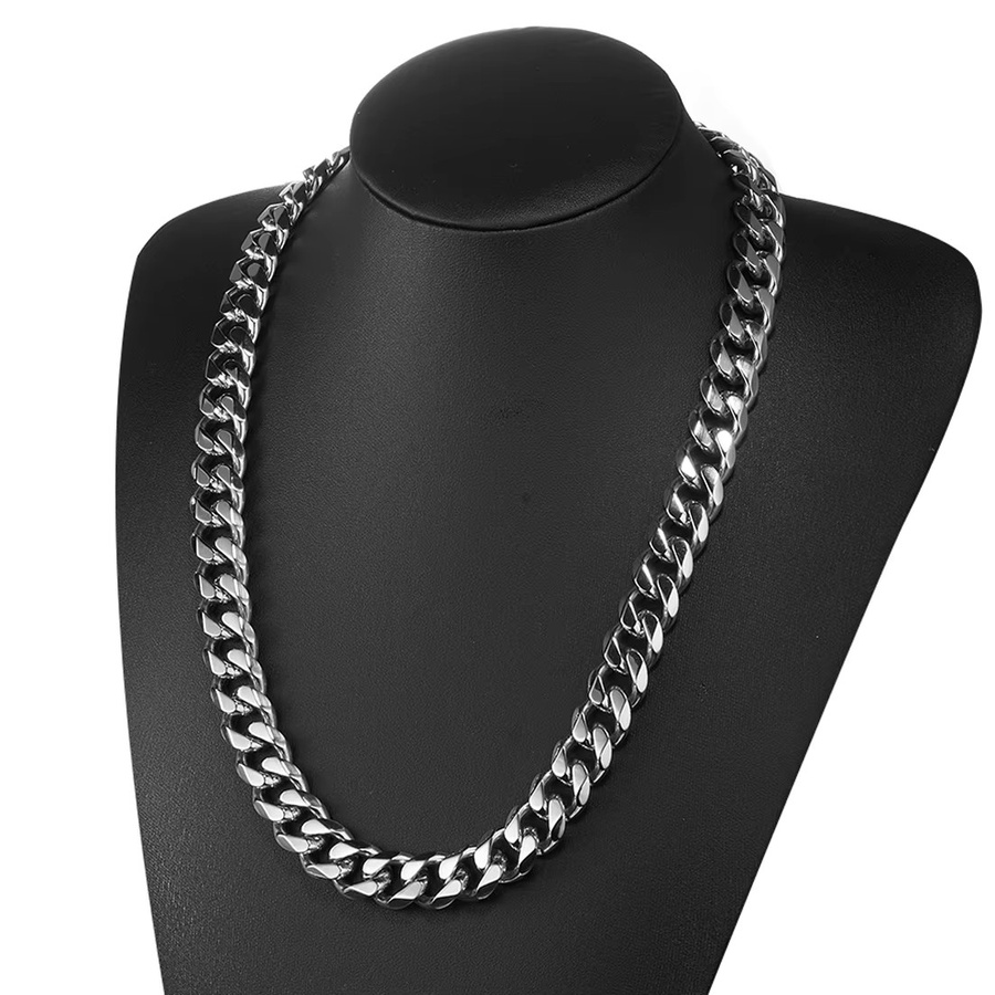 HNSP Halskette Miami Cuban Link, Edelstahl, Silber, Herren - Bild 3