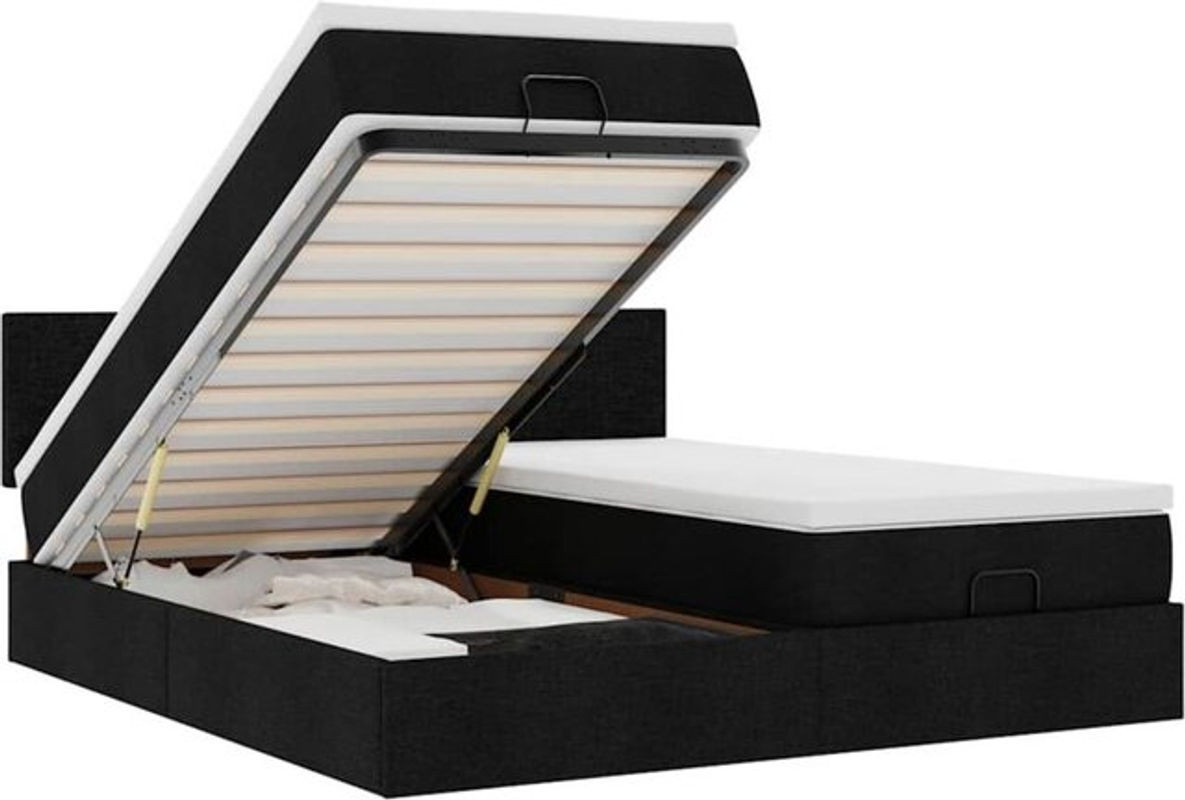 vidaxl Ottoman Polsterbett mit Matratze aus Stoff und Metall in Schwarz B/T/H: 180 x 200 x 88 cm - Bild 1