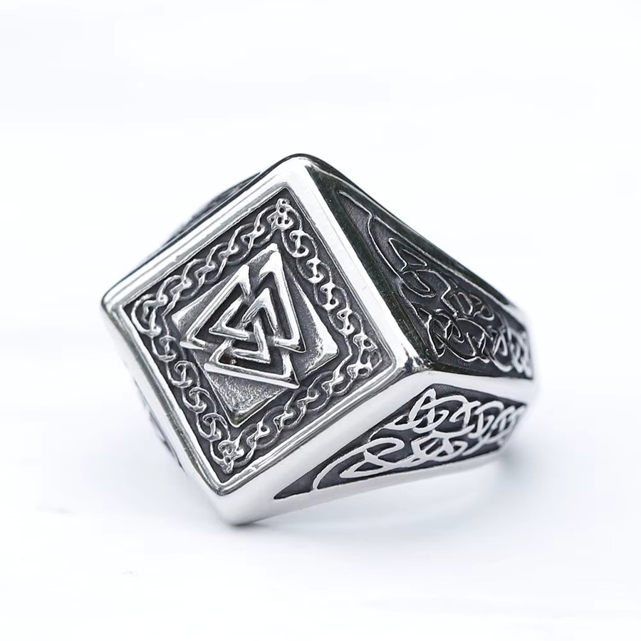 Vikingar Lin Ring, Edelstahl, Vintage, Valknut Amulett, Unisex - Bild 4