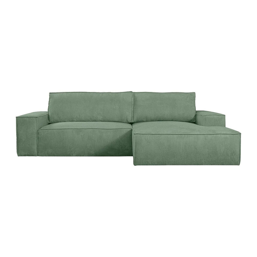 Vente-unique Schlafsofa Amelia in L-Form mit Cord-Bezug, Grün, Breite: 267 cm - Bild 2