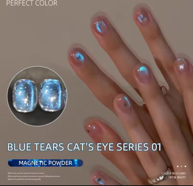 MIANEL Blue Tears Cat Eye Nagellack, 3 Farben, Blau, Schimmernd - Bild 1
