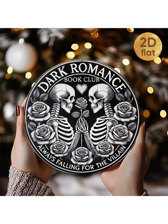 Potdemiel Dark Romance Book Club Metall-Wandschild mit Skull und Rose Design in Schwarz, Durchmesser: 19,99 cm - Bild 7