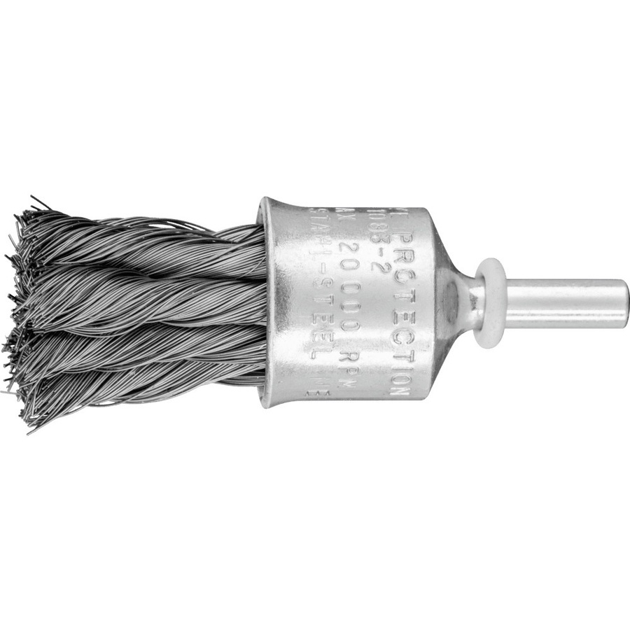 PFERD Pinselbürste gezopft PBG in Silber mit Stahl-Draht-Ø 0,25 mm, Durchmesser: 23 mm, Schaft-Ø: 6 mm - Bild 1