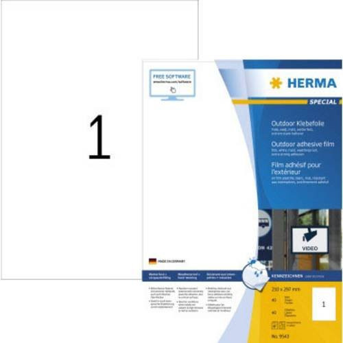 Herma Folien-Etiketten aus weißer Polyethylenfolie für Laserdruck, 40 Stück, A4 (Breite: 21,0 cm, Höhe: 29,7 cm) - Bild 1