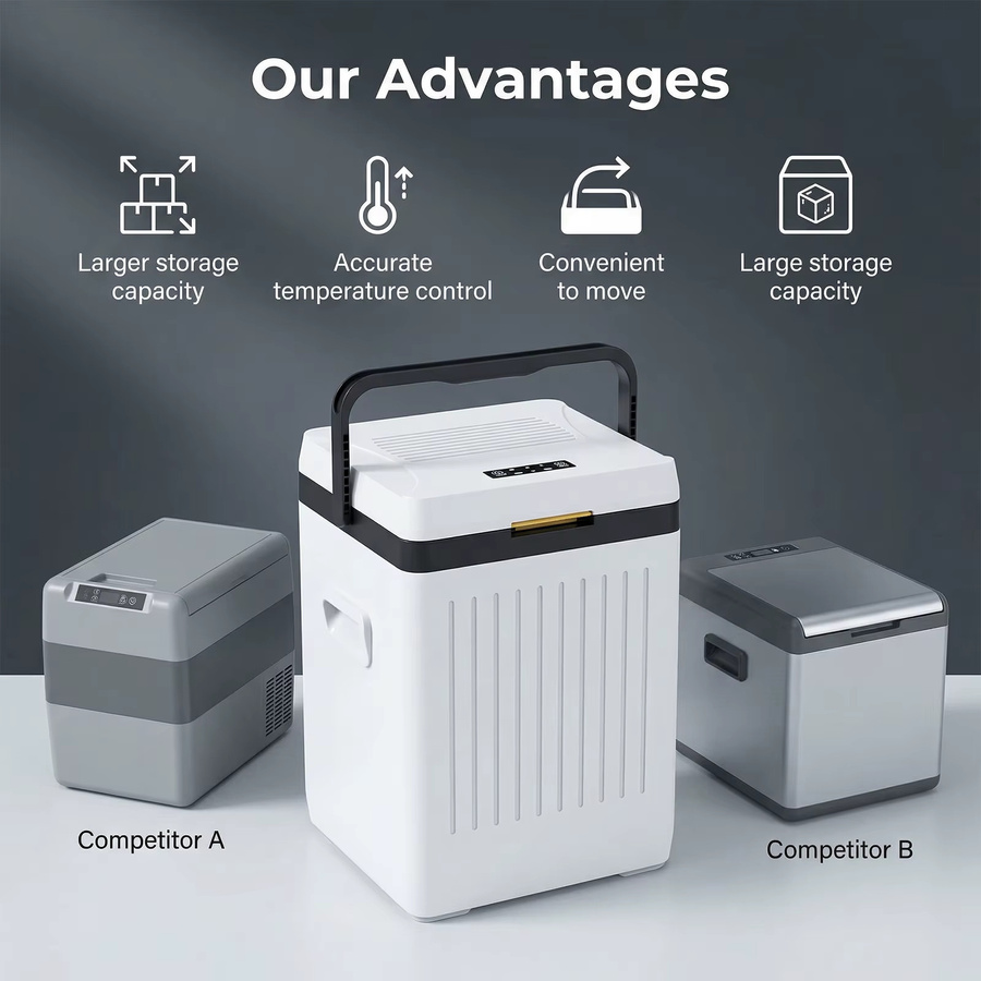 Podofo Elektrischer Auto-Kühlschrank 12V 50W mit Schnellkühlung für Reise und Outdoor in Weiß - Bild 6