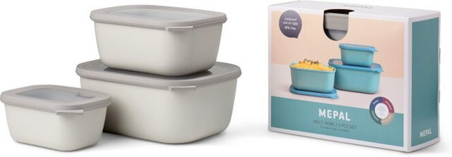Mepal Multischüssel Set Cirqula rechteckig hoch, 3-teilig, Nordic White, luftdicht, 750 ml + 1500 ml + 3000 ml - Bild 1