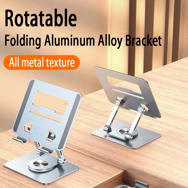YYLMONE Tablet-Computerhalterung aus Aluminiumlegierung für 12,9 Zoll, 360 Grad rotierend und anhebbar, in Weiß oder Silber - Bild 1