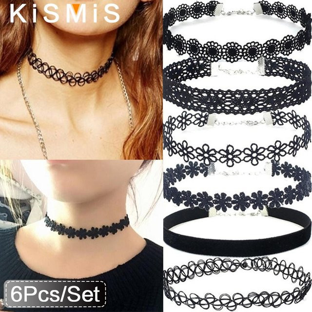 KISMIS Schmuck-Set Halskette, Schwarz, Spitze, Vintage, Damen - Bild 1