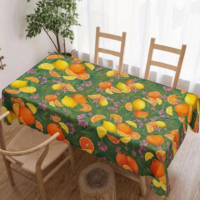 Wasserdichte rechteckige Tischdecke von JINGYUE Pet mit floralem Fruchtmuster in Multicolour, B/L: 100 x 160 cm - Bild 1