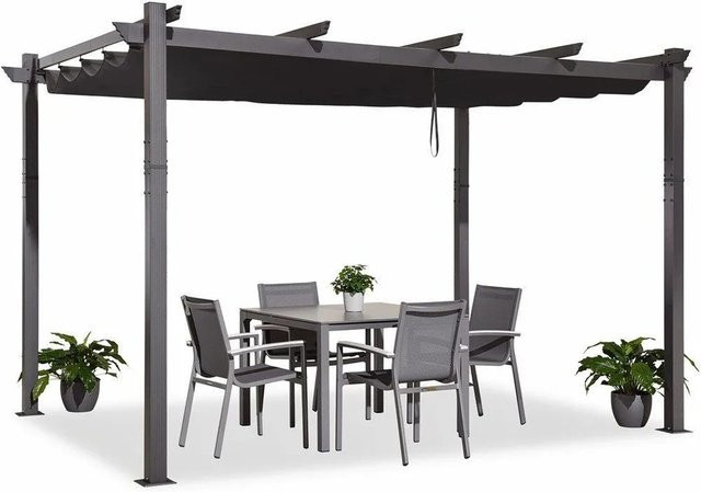 Purple Leaf Aluminium Pavillon mit Schiebedach in Grau, B/T/H: 300 x 400 x 245 cm - Bild 1