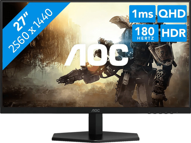 AOC Gaming Q27G42XE LED-Monitor mit 68,6 cm (27 Zoll), QHD 2560 x 1440, 180 Hz, Fast IPS, HDR10, 0,5 ms, Schwarz-Rot - Bild 1