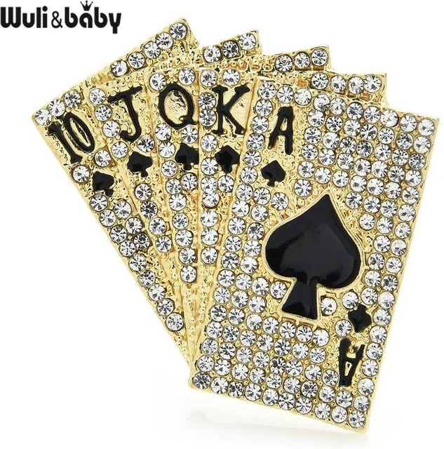 Wuli&baby Brosche Strass Poker, Unisex - Bild 1