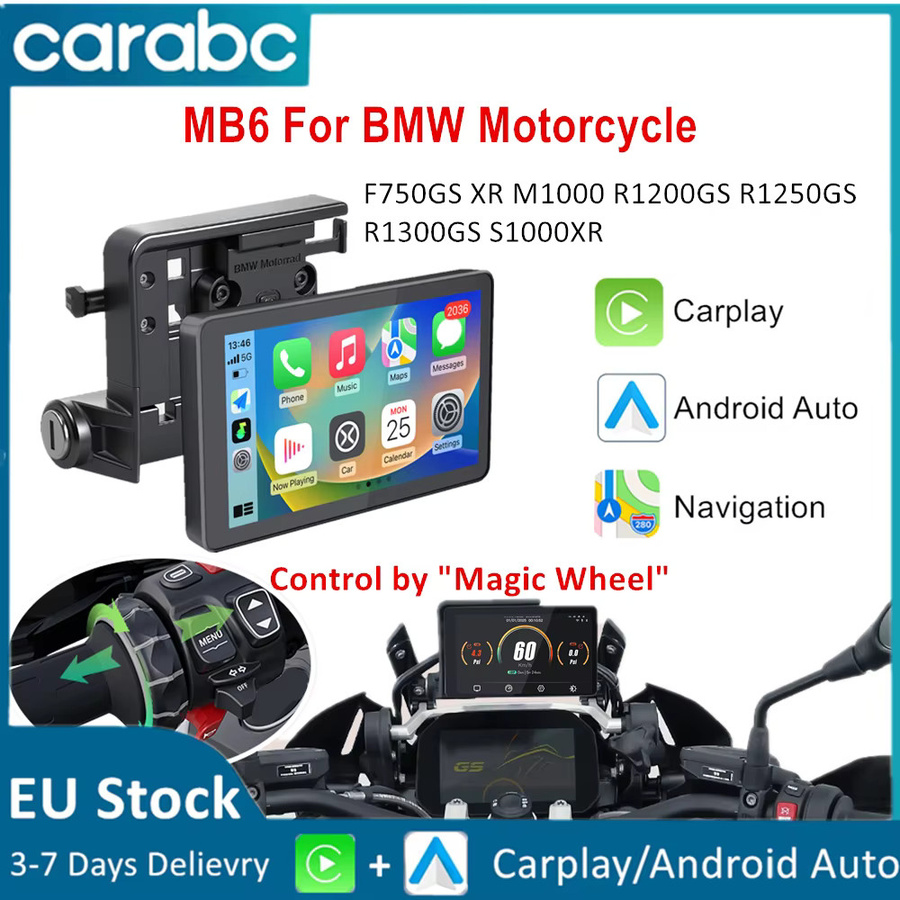 CARABC Kabelloses CarPlay und Android Auto Digitales Armaturenbrett Navigationsbildschirm für BMW F750GS R1200GS R1250GS R1300GS in Schwarz - Bild 3