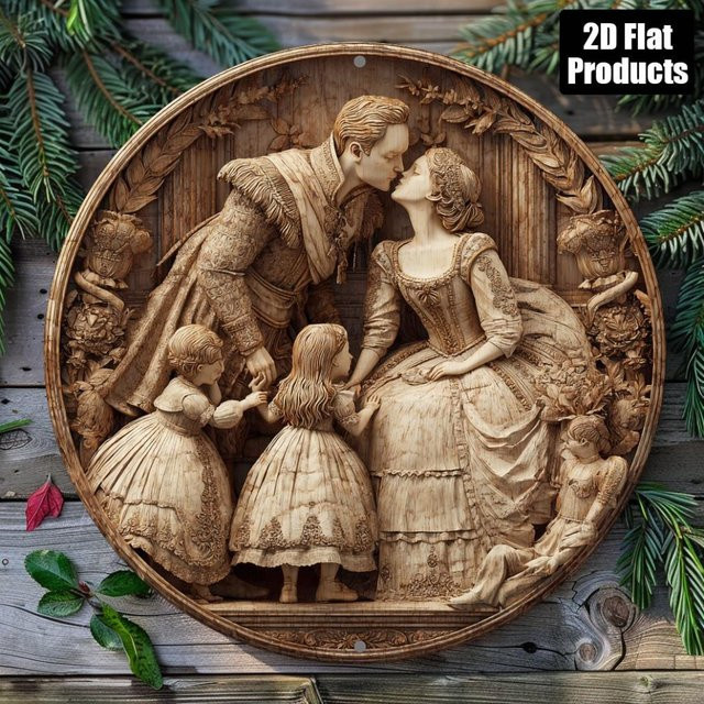 Rundes Metallschild Royal Family von CIFBUY in Braun, Wanddekoration, Durchmesser: 20,3 cm - Bild 1