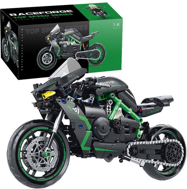 Klassisches Stadtrennen Motorrad, Bausteine Motorrad Modell, 1:8, ab 6 Jahren - Bild 1