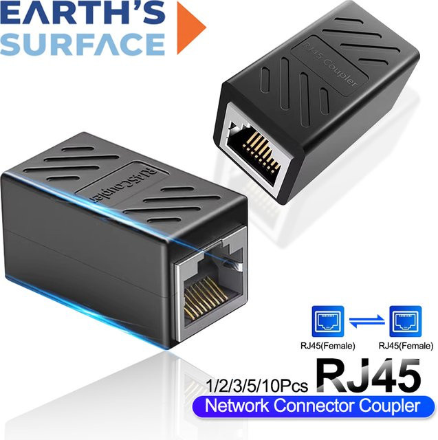 OUIO RJ45 Cat6 Ethernet-Adapter Gigabit LAN-Koppler in Schwarz - Bild 1