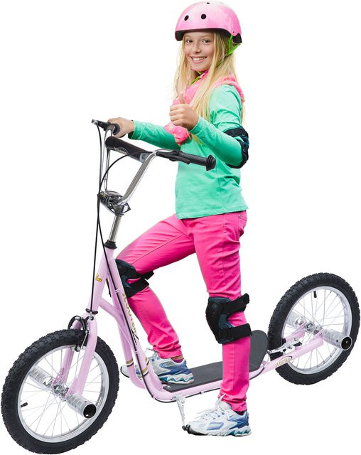 HOMCOM Kinderroller 16 Zoll Scooter, Rosa, ab 5 Jahre - Bild 1