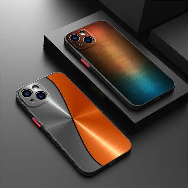 Schutzhülle mit gebürsteter Metallstruktur und Stahldruck für iPhone Modelle in Multicolor - Bild 1