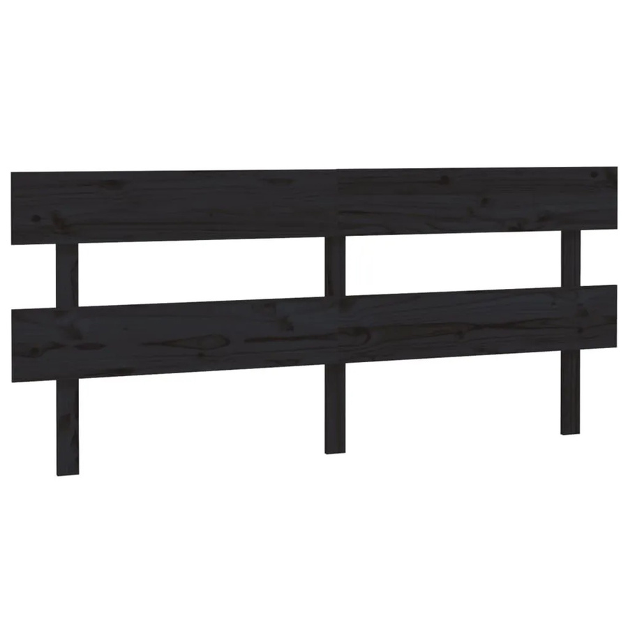 vidaXL Kopfteil aus Massivholz Kiefer in Schwarz, rustikale Optik, Breite: 184 cm, Tiefe: 3 cm, Höhe: 81 cm - Bild 2