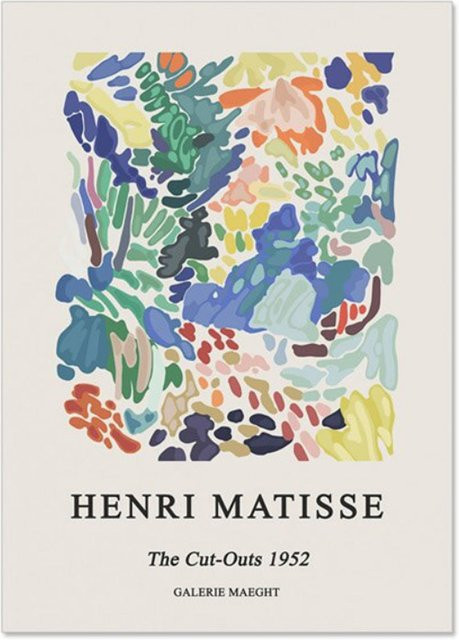 TPFLiving Poster Leinwand Henri Matisse Abstrakte Blätter und Frauenmotive Multicolour B/H: 13 x 18 cm - Bild 1
