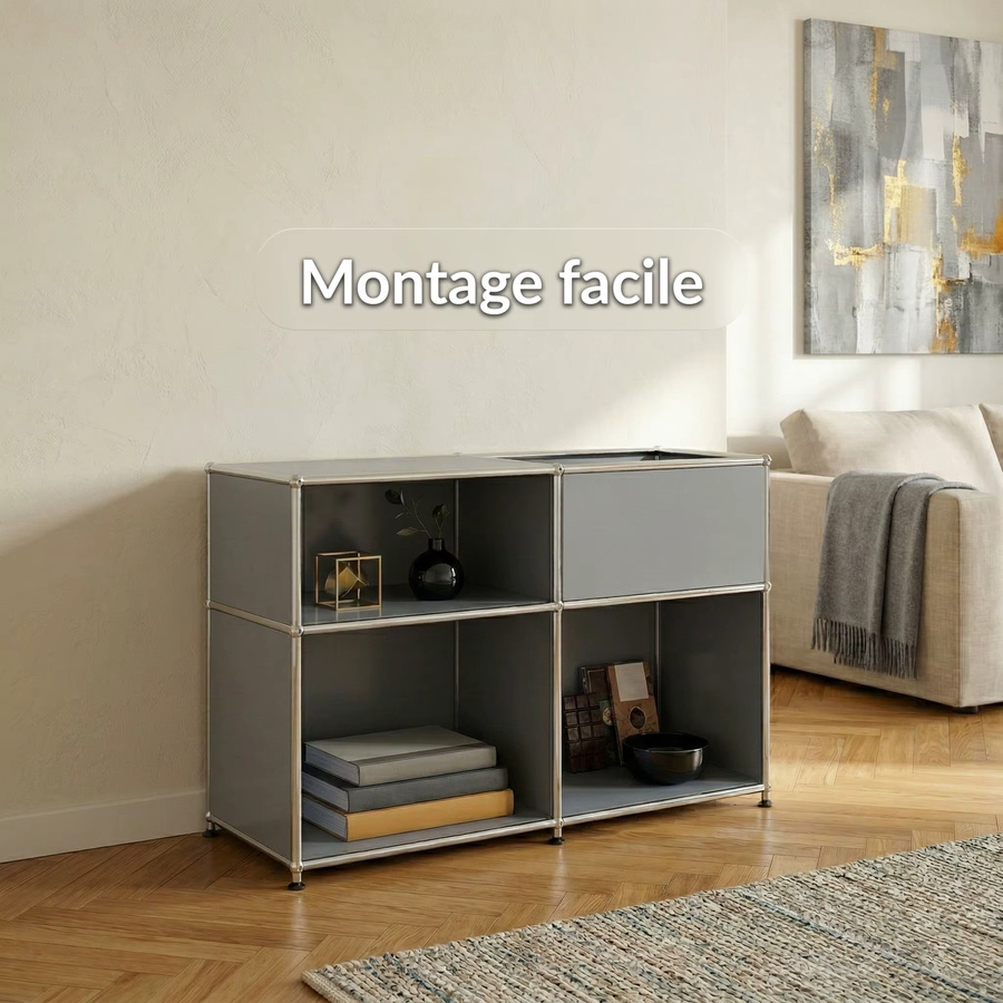 Floordirekt Metallregal Concept Epure MK 030 Standregal Sideboard in Blau mit 3 Ablagen - Bild 2