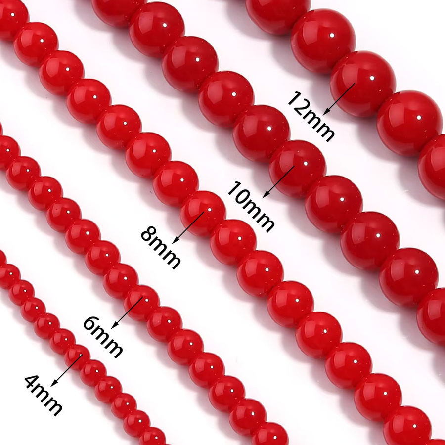 lingsai Korallensteinperlen, rot, rund - Bild 2