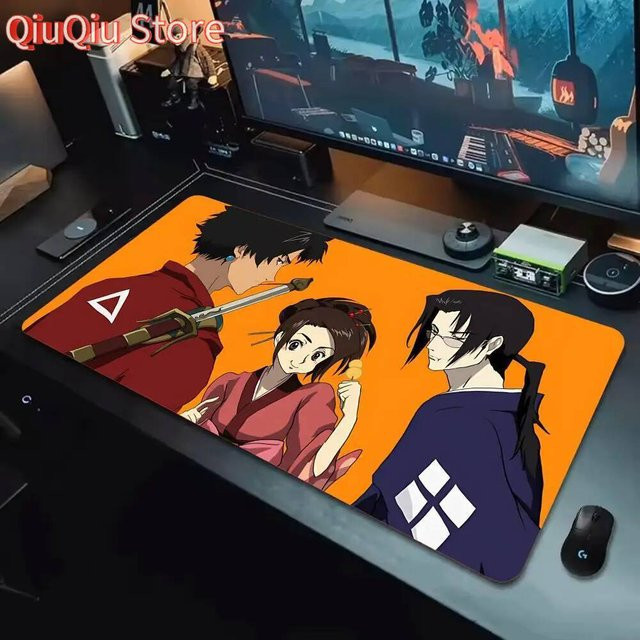 Bandai Samurai Champloo Mauspad und Tastatur-Schreibtischmatte in Schwarz und Multicolour, rutschfeste Schreibtischunterlage, B/T: 90 x 40 cm - Bild 1