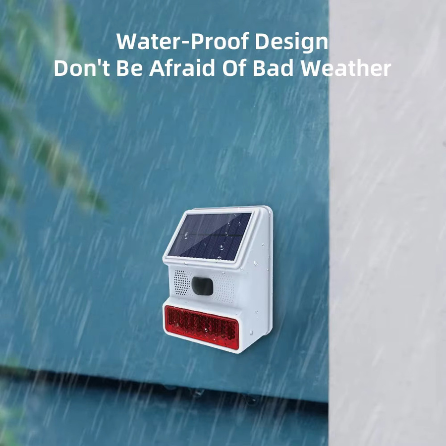 TAIBOAN 433 MHz Solarsirenenalarm mit 120 dB kabellosem Stroboskophorn in Weiß, IP65 wasserdicht für GSM/WiFi-Haussicherheitssysteme im Außenbereich - Bild 3
