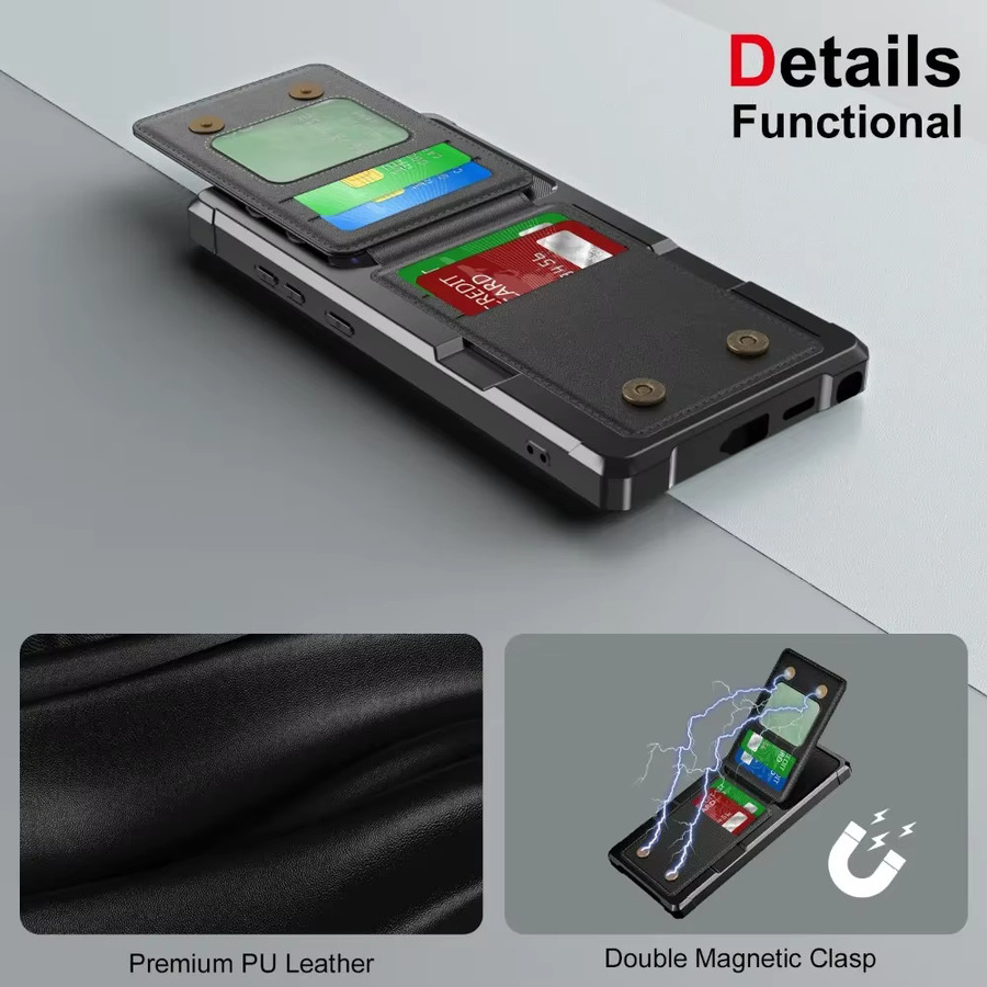 Handyhülle mit Kartenhalter für Samsung Galaxy S25 S26 S24 S23 S22 S21 Ultra Plus und A-Serie in Schwarz und Lila - Bild 4