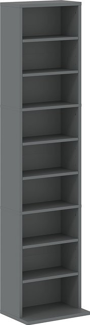 HOMCOM Multimedia-Regal zur CD- und DVD-Aufbewahrung in Grau mit 9 Fächern und 6 verstellbaren Einlegeböden, B/T/H: 33 x 24 x 140 cm - Bild 1